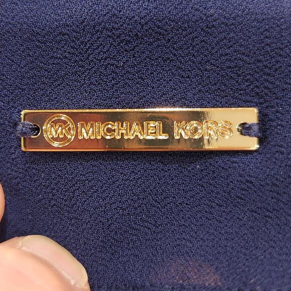 Michael Kors Women’s Plus 2X Navy Blue Blouse 100% Polyester Machine Washable - Picture 6 of 7